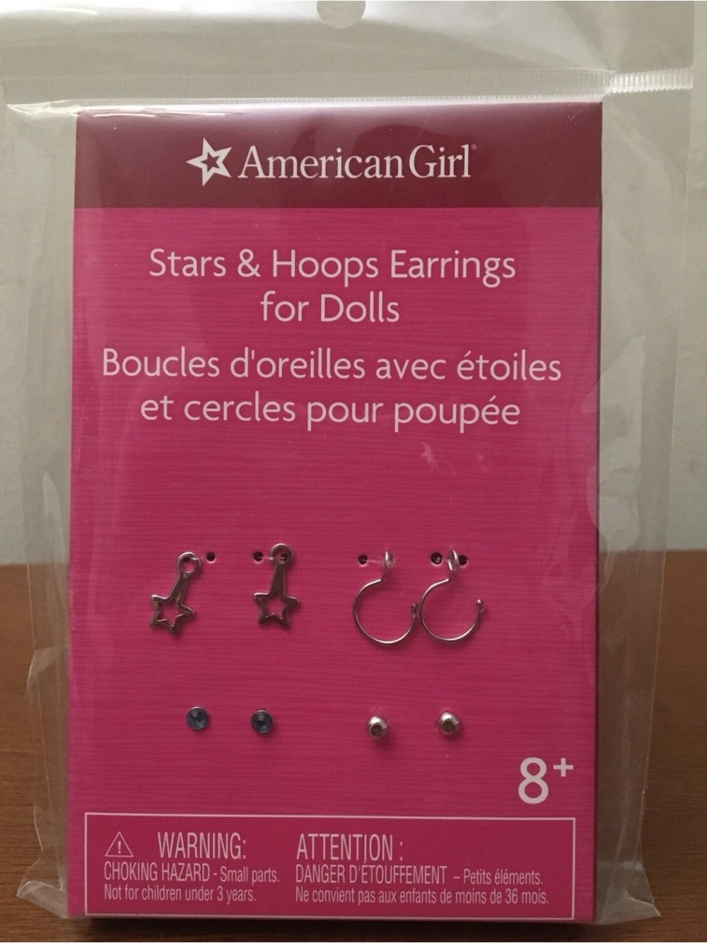 American Girl Doll STARS and HOOPS EARRINGS And Studs For Dolls Silver Blue NEW
